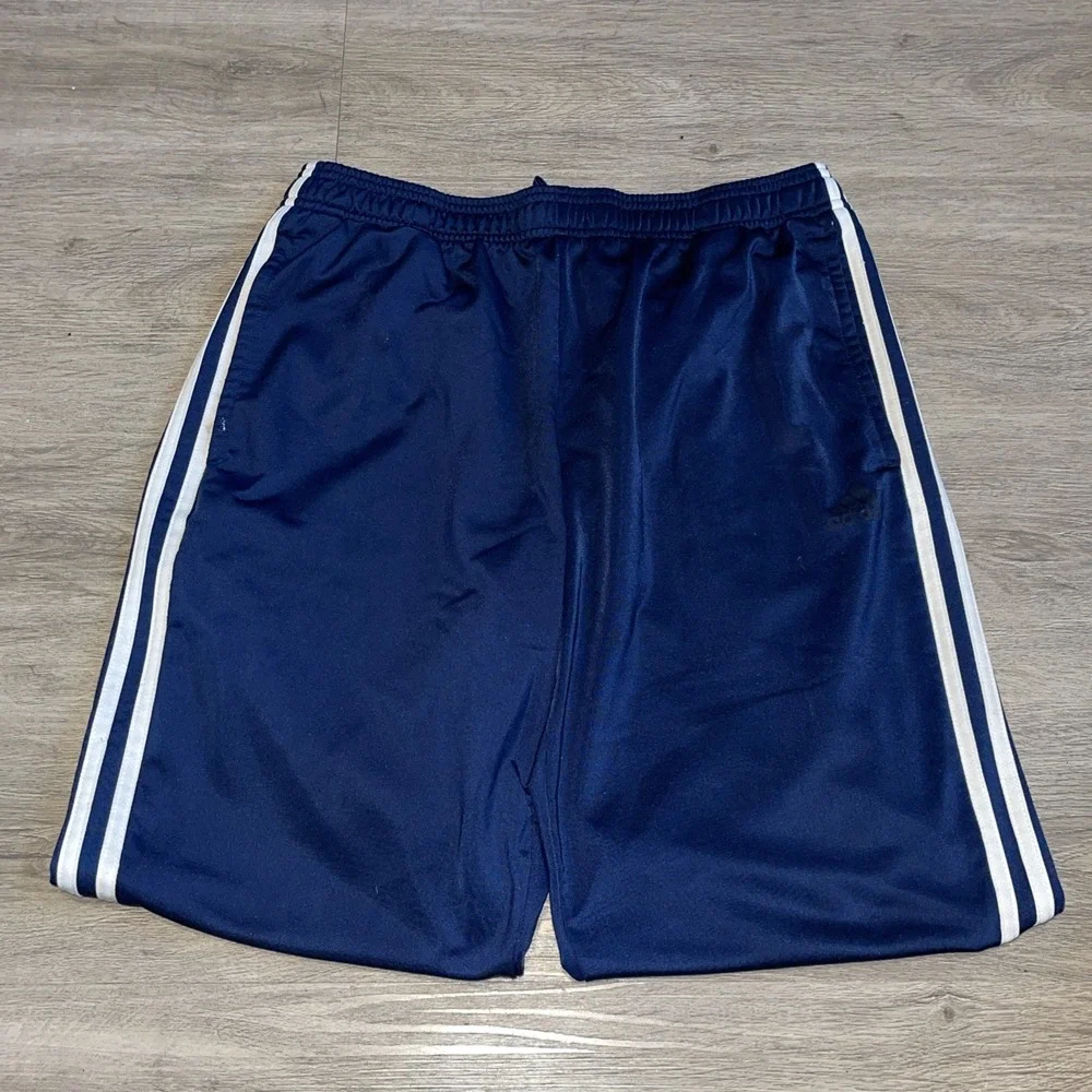 Large- Adidas Men's Navy Blue 3 Stripe Joggers